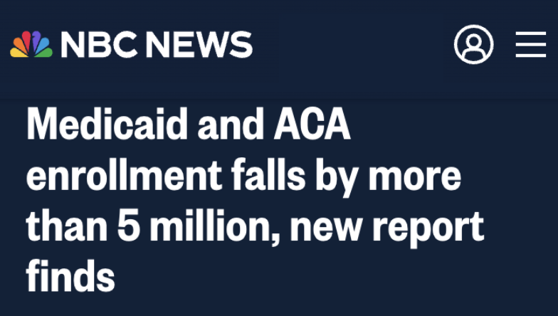SenSchumer's tweet photo. Trump and Republicans enacted massive Medicaid cuts and refused to extend ACA premium tax credits.

The result? 5 MILLION Americans have lost Medicaid and ACA coverage. Each one a real person forced to choose between health care and paying the bills. https://t.co/0QQrnzroJQ