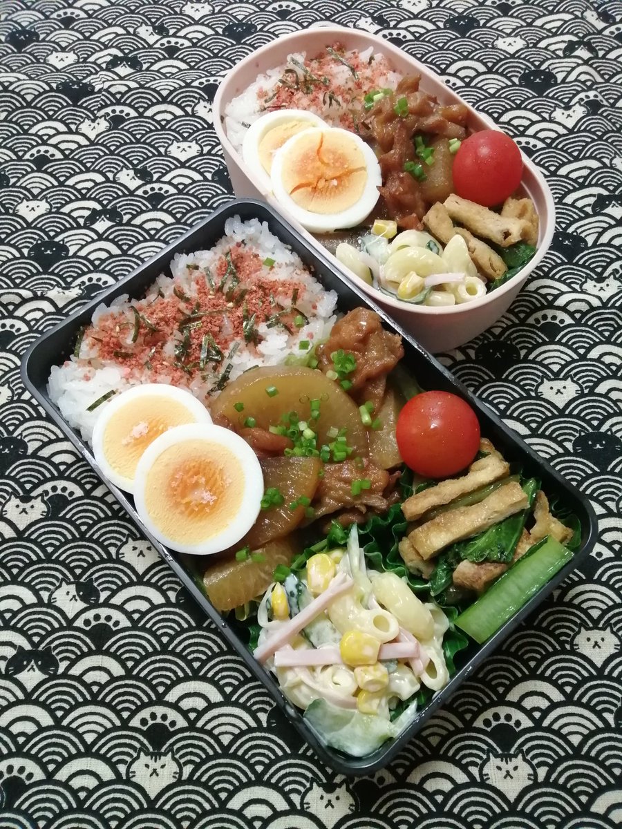 bentou0330's tweet photo. 2026.6.24　今日の弁当は？
・加賀揚げ大根煮
・小松菜油揚げ麺つゆ炒め
・マカロニサラダ
・ゆで卵
・ミニトマト
・たらこふりかけ
今日も大根。
皮もちゃんと取っといてあるよ。 https://t.co/jpGoZTpU5h