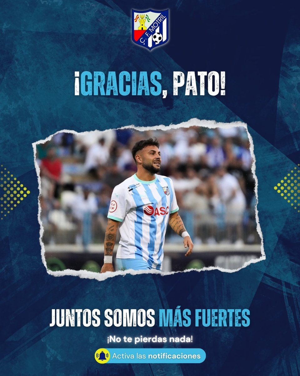 CFMOTRIL's tweet photo. ¡Gracias, Pato! 

El CF Motril comunica que Jose Antonio Ruz “Pato” no continuará formando parte de nuestra plantilla la próxima temporada.

Queremos agradecerle su compromiso y trabajo durante su etapa defendiendo nuestros colores. https://t.co/v1lbd6YLG0