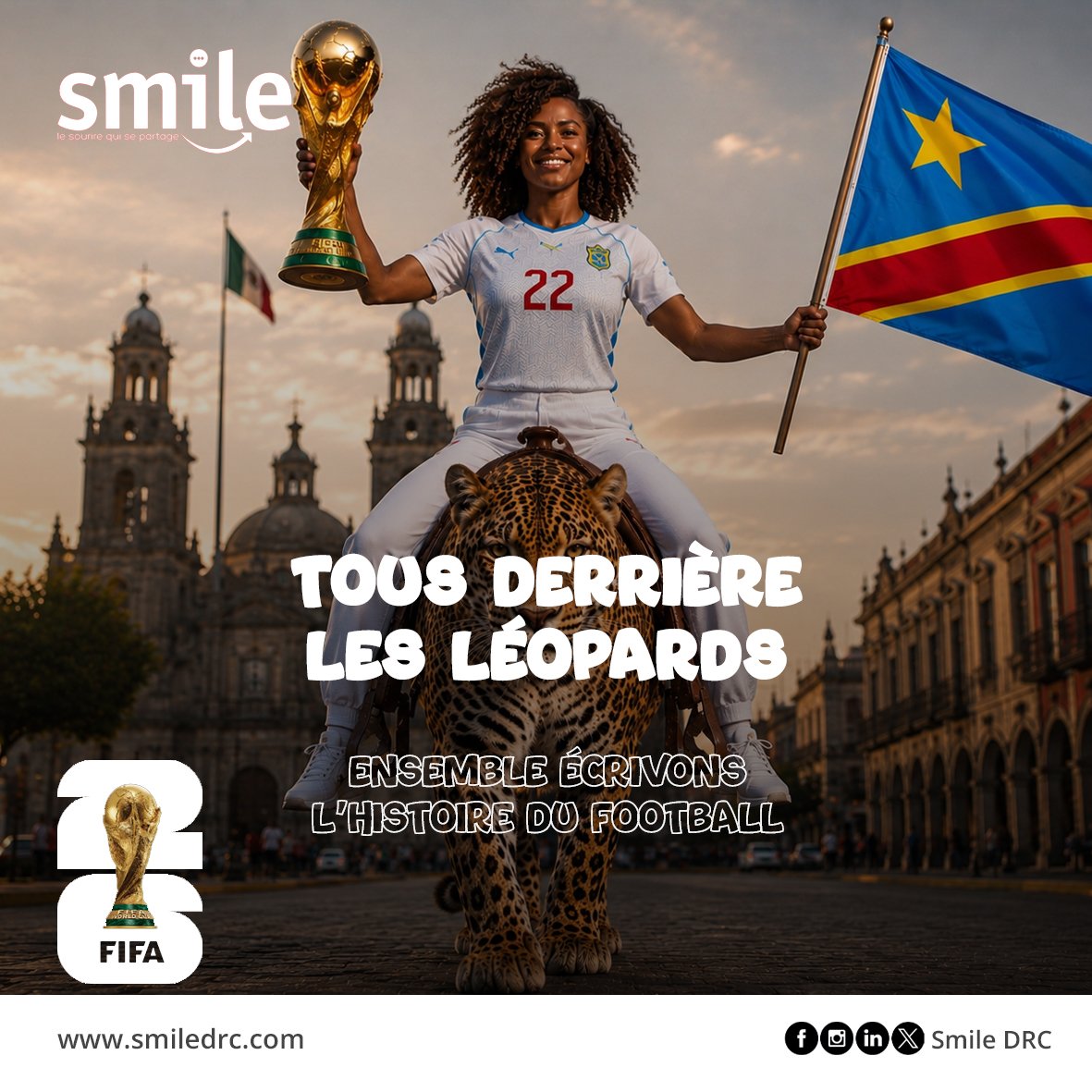 SmileLtd1's tweet photo. Faites le pronostic et gagnez un maillot des léopards
Tous derrière les léopards

Conditions :
- Assurez-vous que vous êtes abonné à notre compte
- Tapez en commentaire les noms de trois personnes
- Donnez votre pronostic

#AllezYLesLeopards #usa #CoupeDuMonde2026 #SmileDRC https://t.co/GBxdV6qUqG