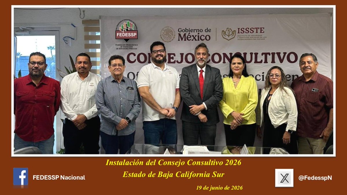 FedesspN's tweet photo. Consejo Consultivo 2026 @ISSSTE
Presente el Mtro. Alberto Espinosa Aguilar, Consejero acreditado por @FedesspN en el Estado de Baja California Sur.
“Por la Dignificación del Servicio Público y sus Trabajadores”
@agusaviles1
@sntsadersecc01
@censntsict
@marudavalos29
@mariogomezgg https://t.co/HsB75hF6G8