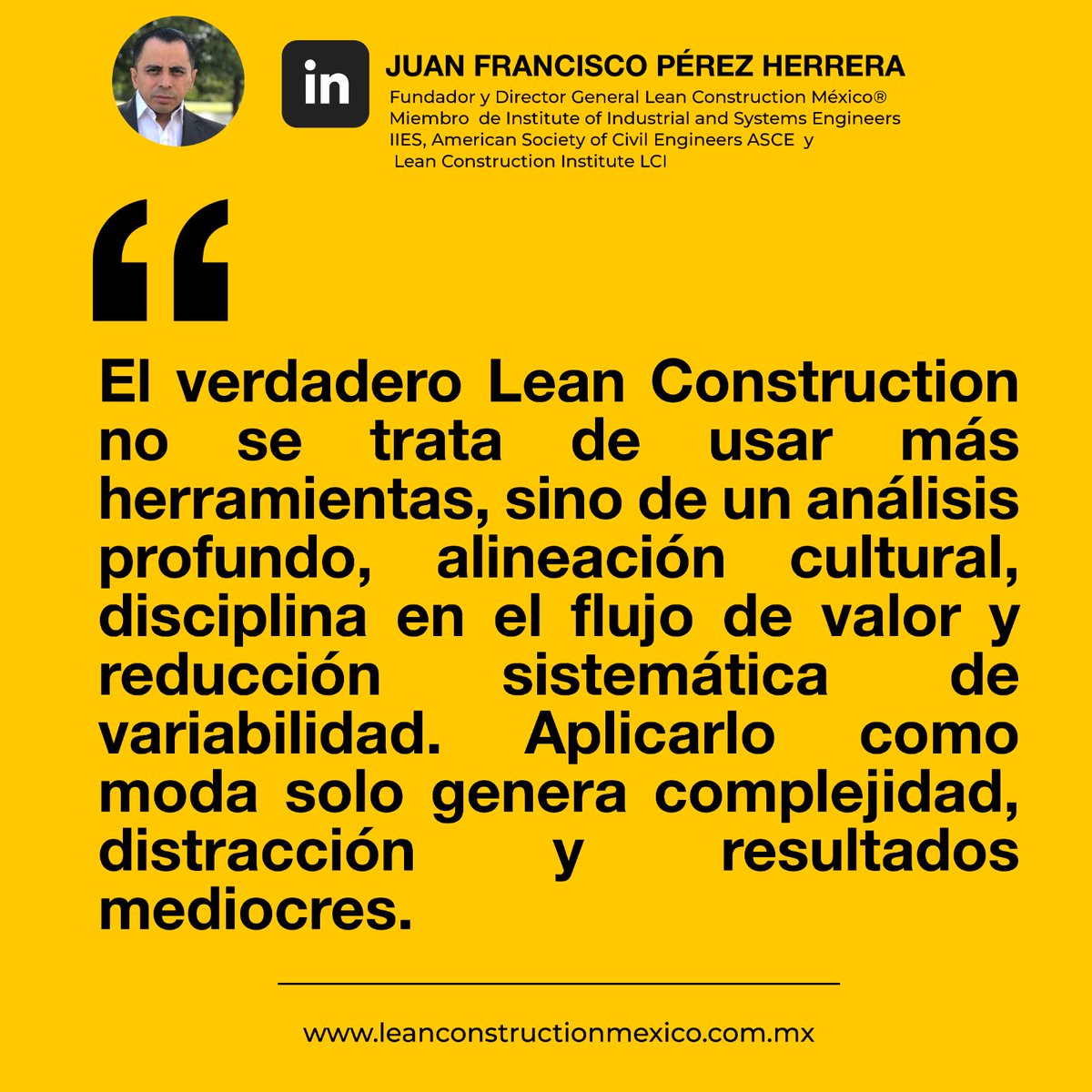 LeanConst_Mex's tweet photo. El verdadero Lean Construction no se trata de usar más herramientas, sino de un análisis profundo, alineación cultural, disciplina en el flujo de valor y reducción sistemática de variabilidad. Aplicarlo como moda solo genera complejidad, distracción y resultados mediocres. https://t.co/Q1BCXKxLNd