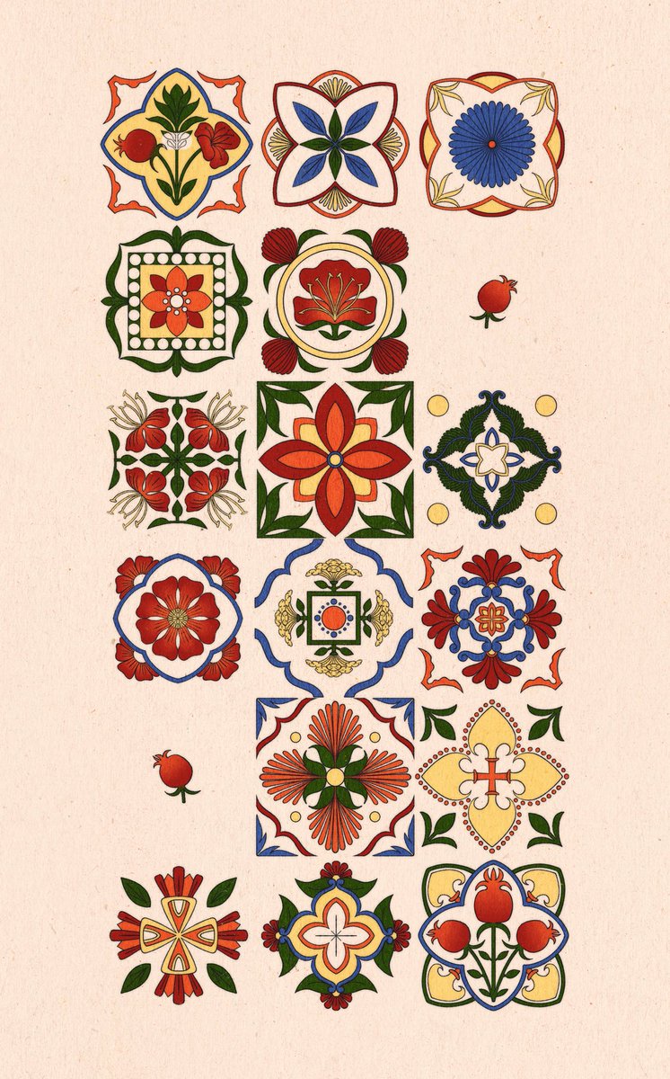 antiquedeuce's tweet photo. pomegranate tiles ✸ commission https://t.co/wOQPZJStxB