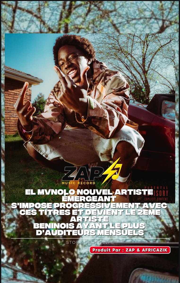 Zap_revolute's tweet photo. Nouveau CAP POUR EL MVNOLO 🚀🔥 
EL Mvnolo nouvel artiste émergeant s'impose fortement avec ces titres et devient le 2eme artiste avec le plus d'auditeurs mensuels sur Spotify après angélique Idjo 🔥🚀🚀
#elmanolo #viral #viralvideo #benintiktok🇧🇯 @elmvnolo https://t.co/Ub23pHhG26