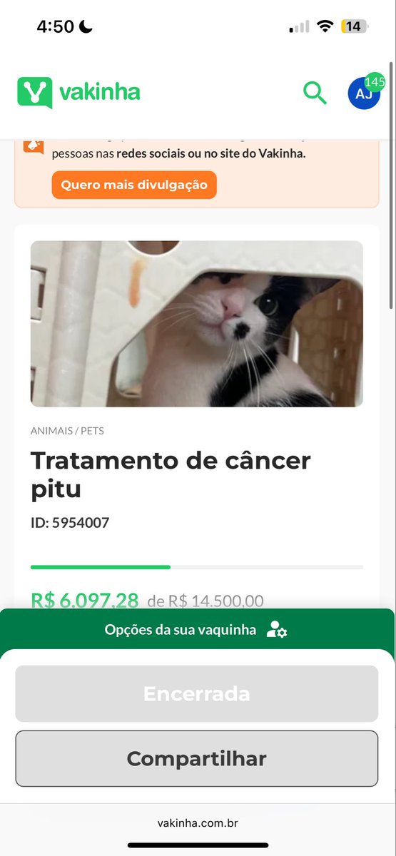 anapizzaiola's tweet photo. A vakinha da pitu foi ENCERRADA AUTOMATICAMENTE. Alguém sabe oq posso fazer??????? Tô real sem entender https://t.co/lW4e0tSMwY