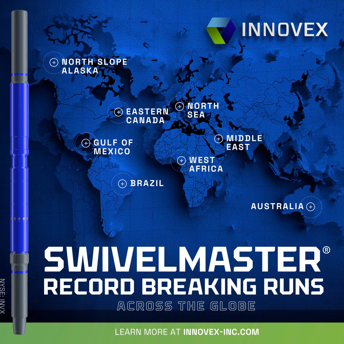 invx_inc's tweet photo. SwivelMASTER® owns record-breaking runs around the world and continues to uphold the standard. Designed to reduce drag, improve deployment, and eliminate sticking issues that can slow down a job, Innovex’s SwivelMASTER® delivers safer runs, greater efficiency, and more reliable performance in complex wellbore conditions.

Learn more > https://t.co/uSk0qNtfkE.

#Innovex #NoBarriers #WellConstruction #SwivelMASTER #Drilling