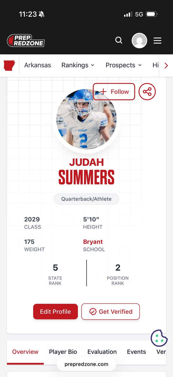 JZSummers8510's tweet photo. Thank you @PrepRedzoneAR for ranking me as the #2 QB and #5 player overall in the Arkansas 2029 class!  @BryantHornet212 @CoachJones08 @adam_pender @Bondcoachbond @Coach_SandersQ @QB_Doctor @qbcoachbo @QBHitList @MitchStewartFB https://t.co/TTBm5q3Sdj