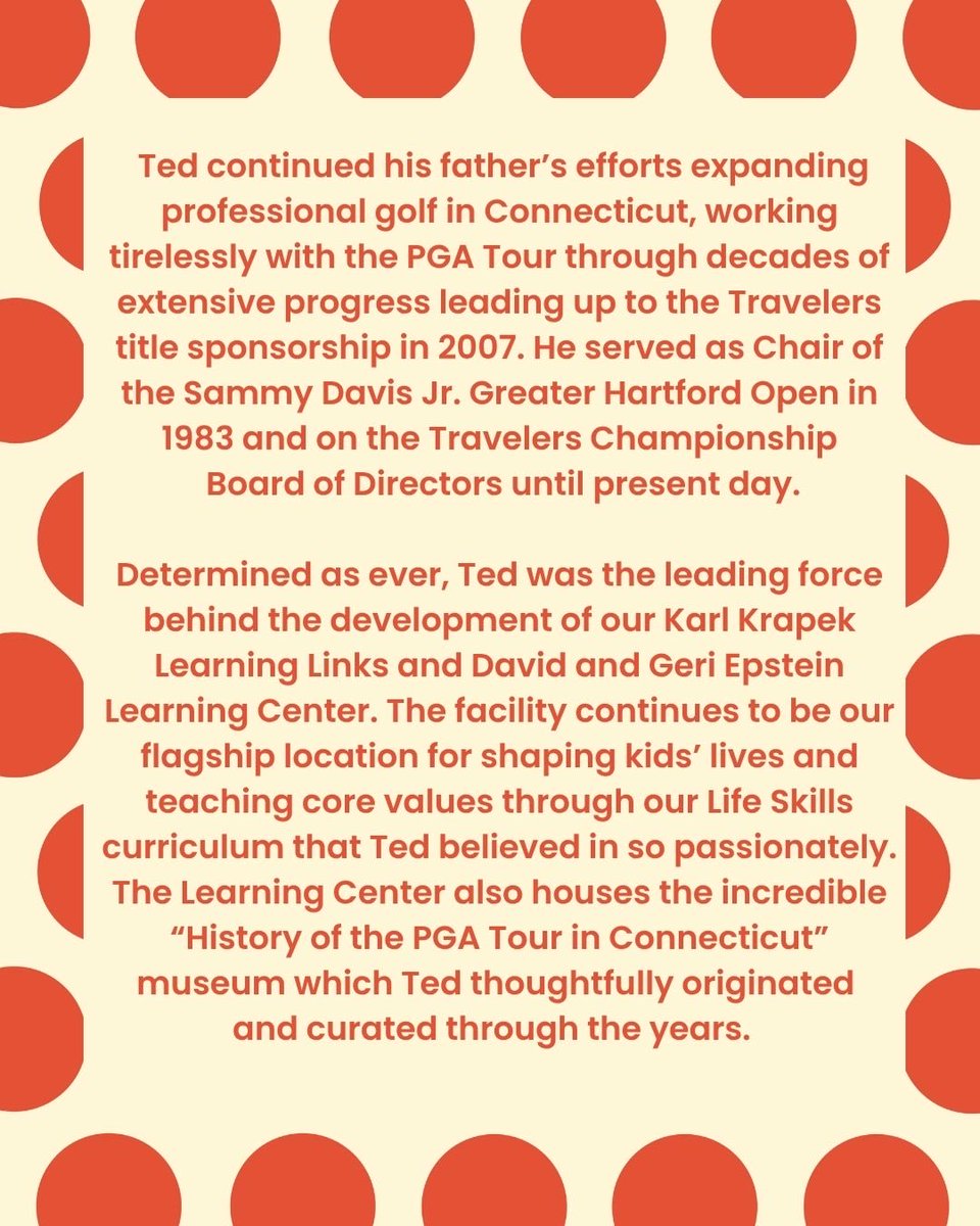 FirstTeeCT's tweet photo. Our hearts are broken with the news of our founder and dear friend Ted May’s passing. #theultimategamechanger #firstteectlegend https://t.co/CCqGk8nFLC
