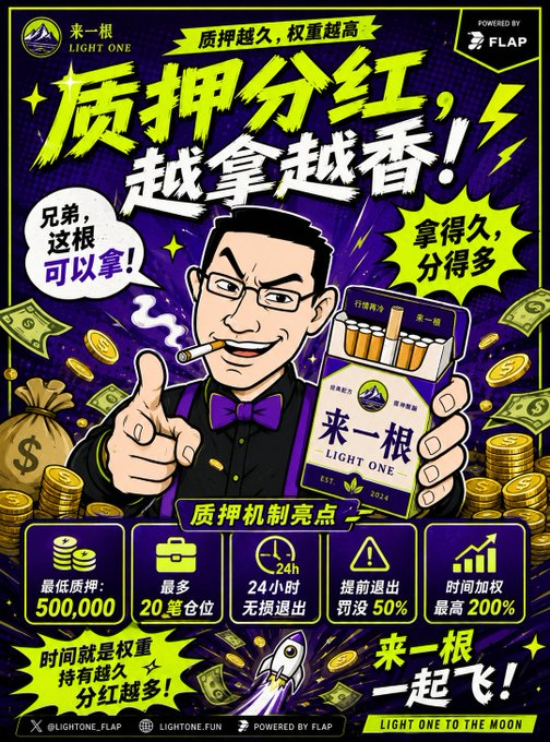lightone_bsc's tweet photo. 质押越久，权重越高。

LIGHT ONE 质押采用独立仓位机制：
单笔最低质押 500,000 枚
每个地址最多 20 笔仓位

满 24 小时可无损退出
未满 24 小时提前退出，50% 惩罚燃烧
收益不只看数量，也看时间。

最多 10 天时间加权，最高 200% 权重。
拿得越久，越有优势。
#质押分红 #LIGHTONE #来一根 https://t.co/9DfXv5yFpI