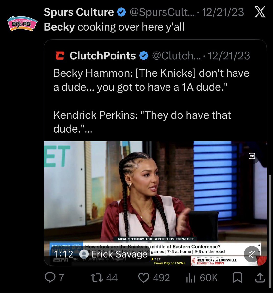 KnicksMuse's tweet photo. @SpursCulture This you? https://t.co/PislMFWu4e