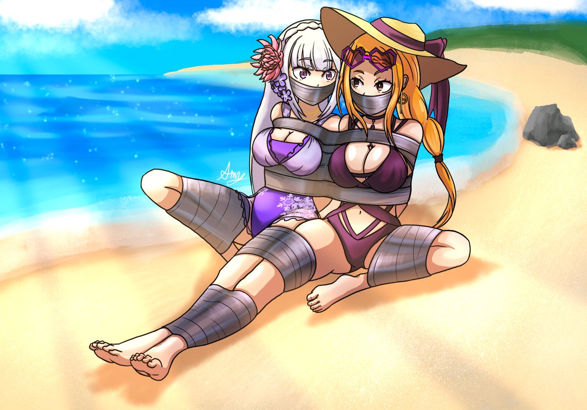 Amy4105's tweet photo. C0mm for liteuu on Discord! ^-^

Honestly been a while since I did a beach/swimsuit pic, so I had to figure out how to do beach backgrounds again. But here's Emilia and Priscilla from Re:Zero! https://t.co/Jace3EmLFQ