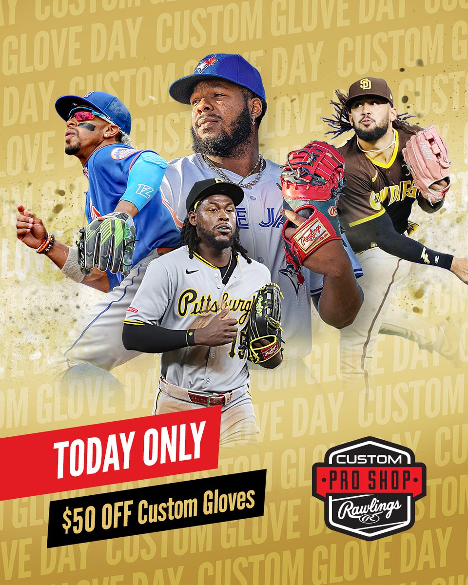 RawlingsSports's tweet photo. 🚨 CUSTOM GLOVE DAY 🚨 

$50 OFF CUSTOM GLOVES! Today Only. 

Build your dream glove now on https://t.co/bPUxo9FpXa! https://t.co/8BZS7VQ6SG