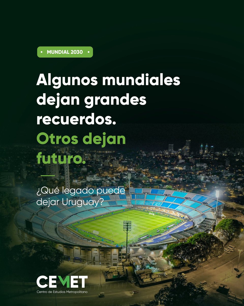 CEMetUY's tweet photo. En 2030, Uruguay volverá a estar en los ojos del mundo.

Eso nos plantea una pregunta. No cuántos visitantes van a llegar ni cuántos días va a durar el evento.

Sino qué queremos que quede después. 
Abrimos hilo con algunas reflexiones 👇 https://t.co/H8XxBsEMCO