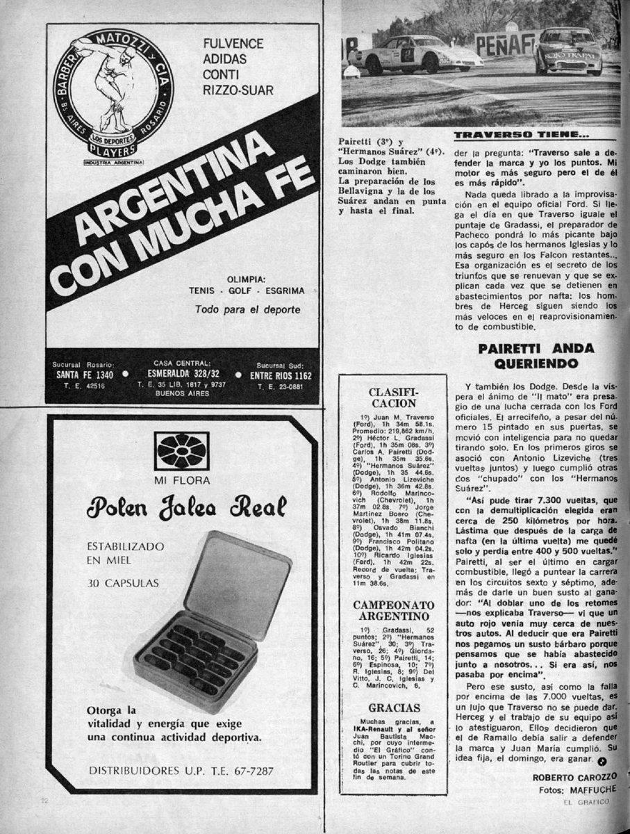 PatoG82's tweet photo. TRAVERSO TIENE UNA IDEA FIJA: GANAR
📓 Nota de revista El Gráfico 🏁
#FlacoTraverso #LaCarlotaCordoba #SemipermanenteTC #TCenRuta #TCenCordoba #TurismoCarretera #RevistaElGrafico #JuanMariaTraverso #PirinGradassi #FordFalconTC #RevistaCorsa #CarlosPairetti https://t.co/QXMRkwWkRF