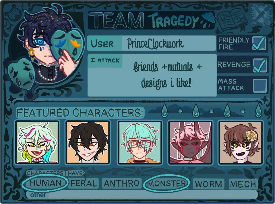 PrinceClockwork's tweet photo. It's almost #artfight time! I'm gonna be participating this year again! 💧

 https://t.co/l7XCrgCdwX https://t.co/wAZPBxoT3E