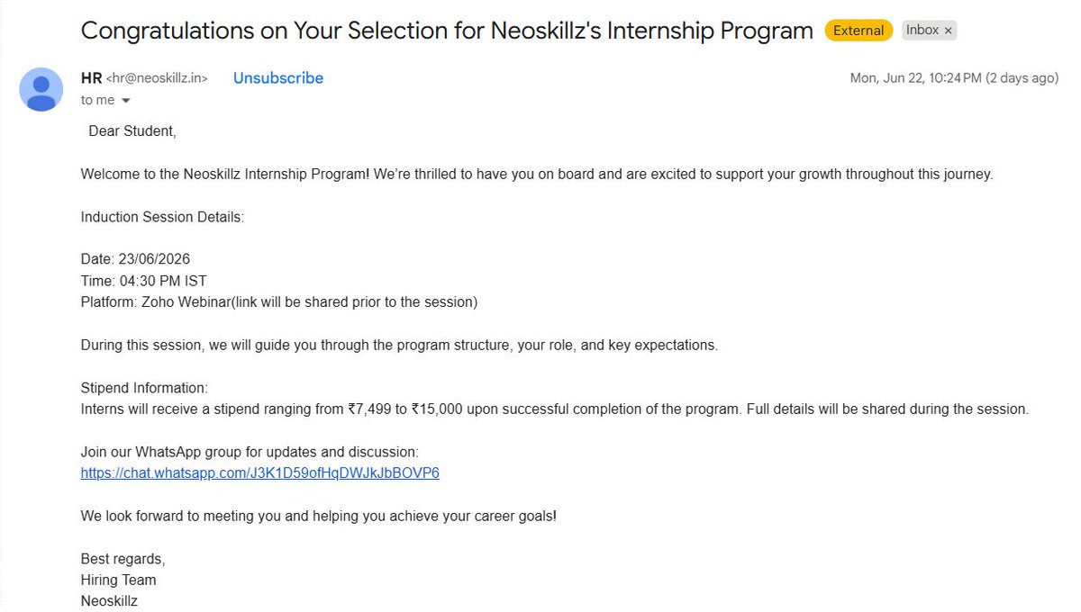 vishal__0604's tweet photo. Achievement unlocked:
Getting selected for an internship I don't even remember applying to. 😭 https://t.co/vC6xLF406i