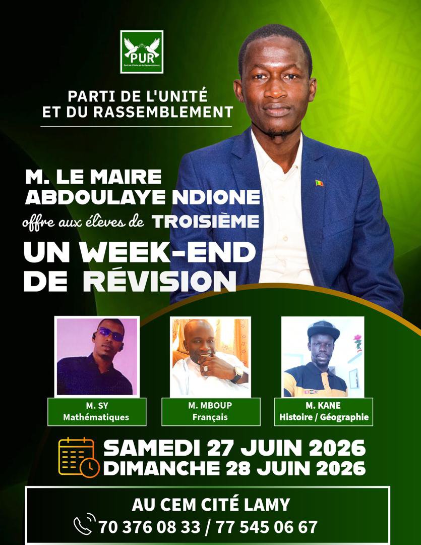 Abdoula98946642's tweet photo. À l’orée des examens, chaque heure consacrée à la révision devient un pas décisif vers l’excellence. Conscient que l’avenir d’une communauté se bâtit dans un processus d'enseignement/apprentissage, M. le Maire Abdoulaye NDIONE offre aux élèves de troisièmeunc week-end de révision https://t.co/RWQbzveSaH