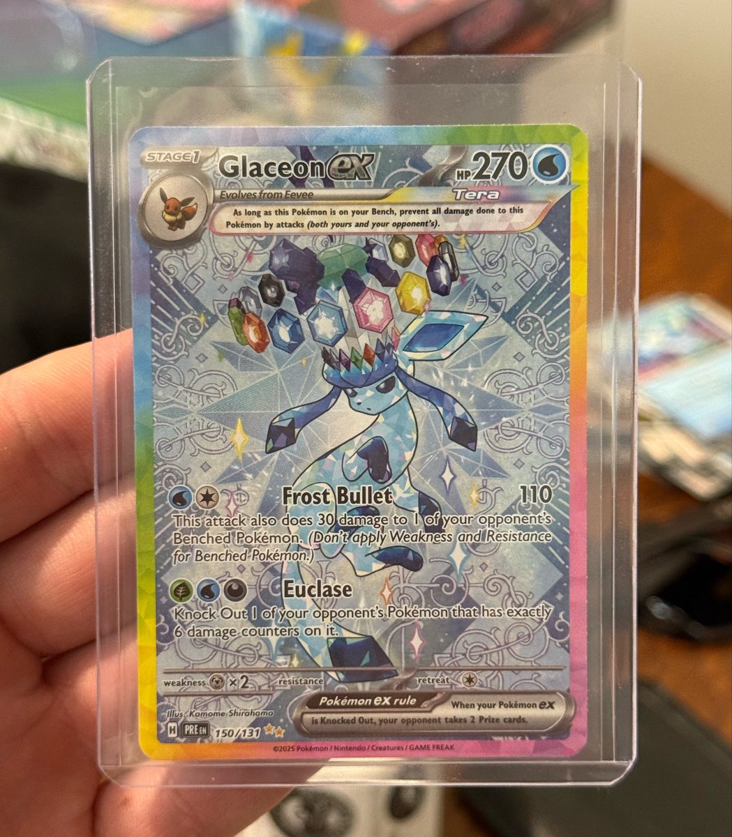 BandzMcBagz's tweet photo. Prismatic has finally decided to not be traumatic 

pulled the beautiful Glaceon card https://t.co/KYYJIaVK8k