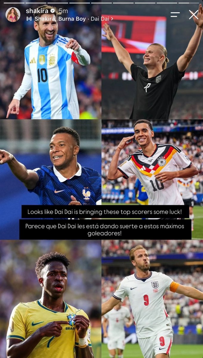 CrewsMat10's tweet photo. Shakira just posted every top player at the FIFA World Cup on her IG story.

She doesn’t rate Ronaldo😭😭 https://t.co/gxQxIdDlot