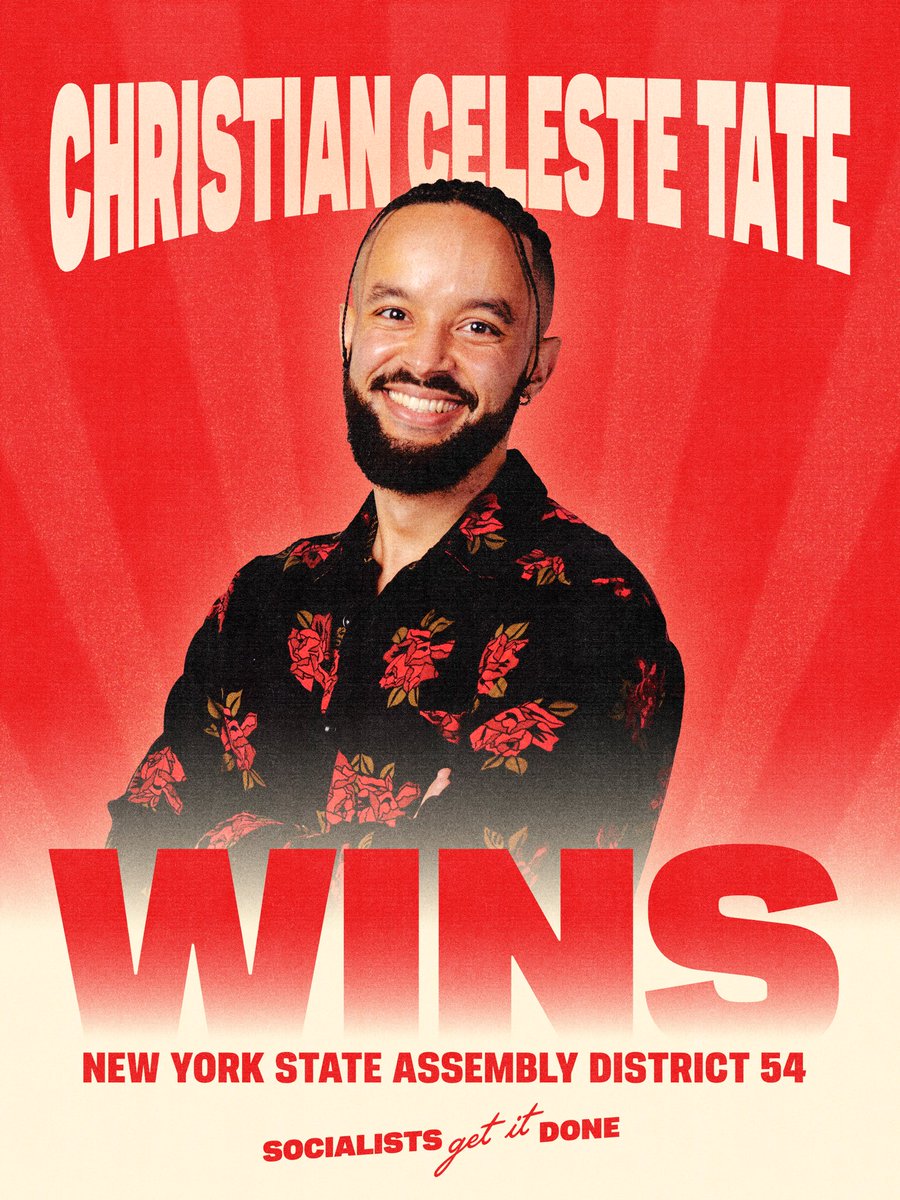 nycDSA's tweet photo. EAST NEW YORK is now repped by a socialist in Albany! Christian ran an ambitious campaign to give the east Brooklyn community leadership who actually listens to and serves the people. Proud to stand with @CCT4NYC. 🌹 https://t.co/4WzVG6Kzmo