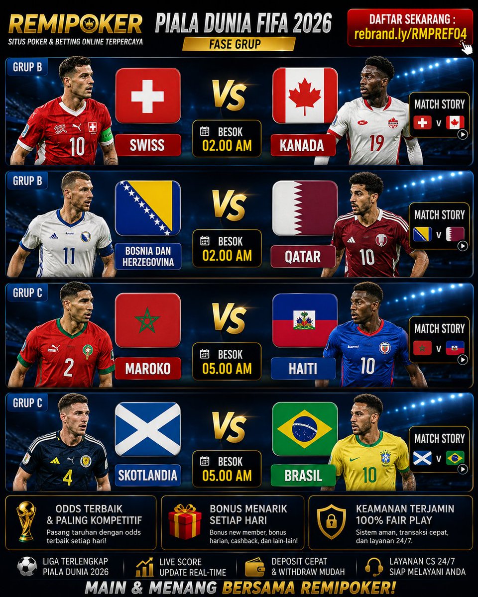 phuonganha8's tweet photo. MAU NONTON PIALA DUNIA TAPI GAK MAU RIBET????🧐🧐

REMIPOKER PUNYA SOLUSINYA!!!! 💡💡💡💡

📌 LIVESTREAMING PIALA DUNIA 👇🏻👇🏻
https://t.co/wA1lZXf6Dc

YUKK GABUNG DI LINK KAMI SEKARANG JUGA 👇🏻👇🏻

LINK DAFTAR 👇🏻👇🏻
https://t.co/PkrEfXcoVF
https://t.co/CBJtGgyCkg https://t.co/bng2wmgZyr