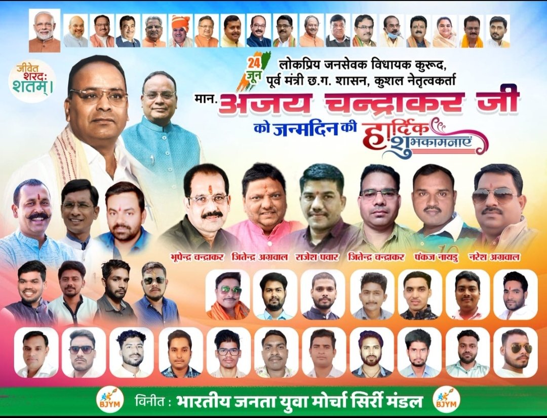 imparas17's tweet photo. छत्तीसगढ़ राजनीति के अजेय योद्धा पूर्व कैबिनेट मंत्री, वर्तमान विधायक कुरूद विधानसभा माननीय "श्री @Chandrakar_Ajay जी" को जन्मदिन की हार्दिक शुभकामनाएं !💐
@vishnudsai 
@vijaysharmacg 
@KiranDeoBJP 
@ChhattisgarhCMO 
@BJP4Kurud_CG 
@kamleshkurud 
@sonu_hindu07 https://t.co/Tf4me3kGqi