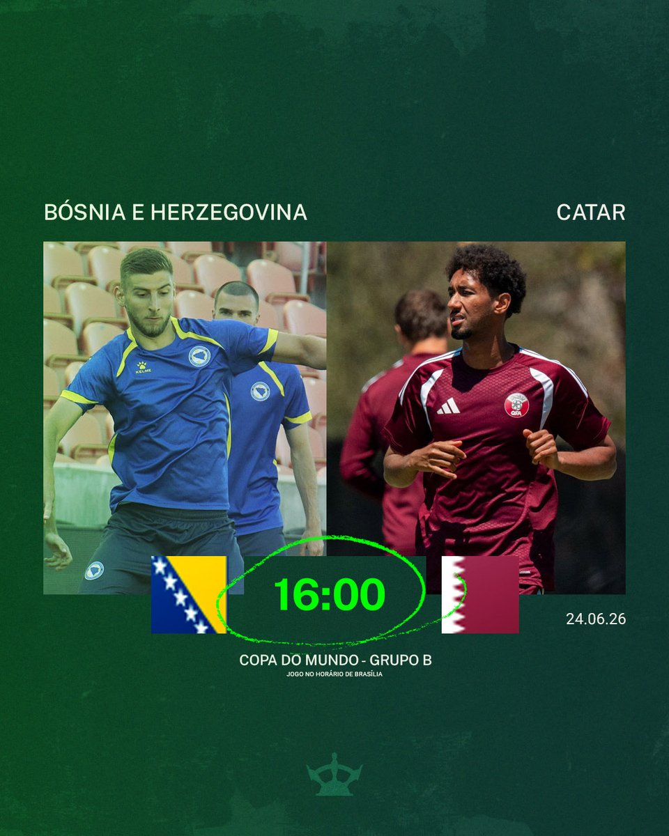 conteverde_'s tweet photo. Sem vencer no Mundial, Bósnia e Catar entram em campo para tentar seguir com chances de classificação para a próxima fase!

#WorldCup2026 https://t.co/h61SZ7Dwgd