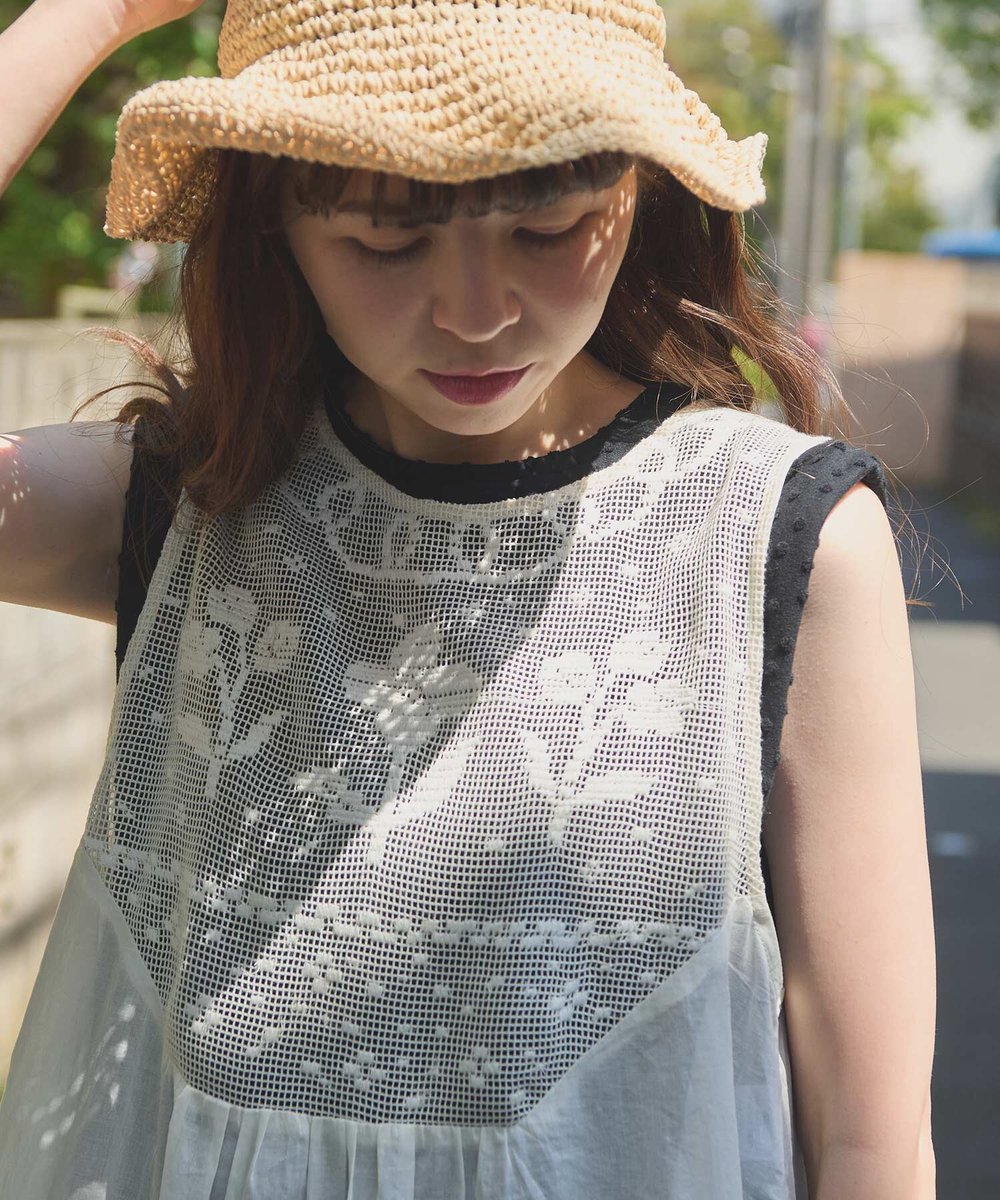l'atelier du savon メッシュレース my favoriteブラウス ご好評につき