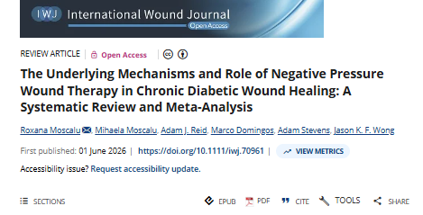isrmwr's tweet photo. A meta-analysis from the University of Manchester pooled 21 preclinical studies to decode NPWT’s molecular mechanisms. Mechanical stress activates FAK/YAP mechanotransduction, suppresses IL-6/IL-17, remodels macrophage phenotypes, and accelerates diabetic wound closure by 31%. https://t.co/QRaOV97U5T