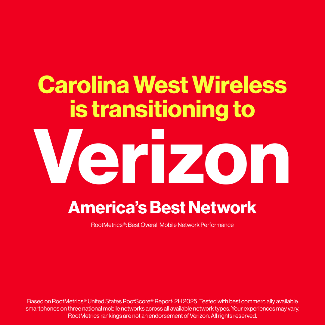 CWWireless's tweet photo. Carolina West Wireless is transitioning our wireless network to Verizon and will discontinue wireless service on September 30, 2026.  Learn more at https://t.co/hlZOXROQYd https://t.co/VZWLcrbljb