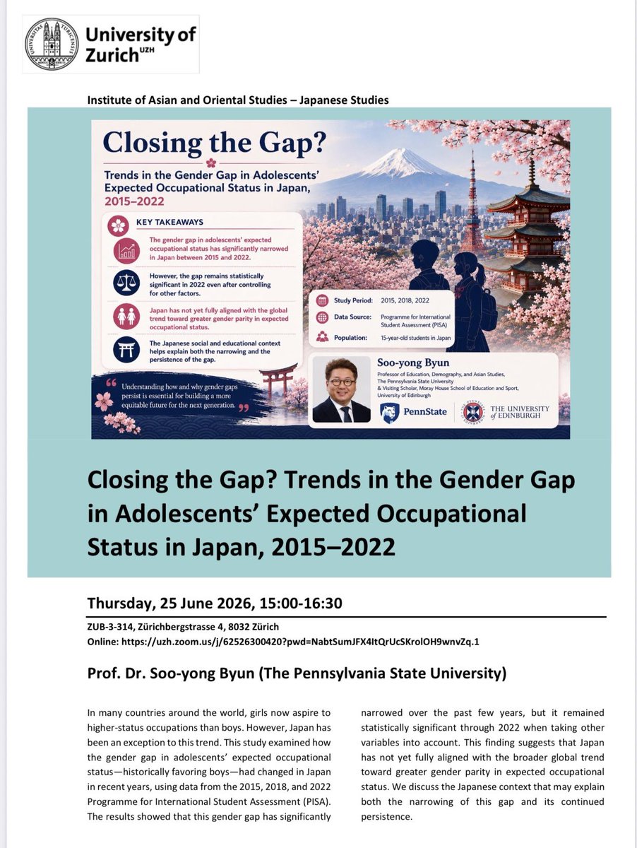 SooyongByun1's tweet photo. Looking forward to giving a talk at the Institute of Asian and Oriental Studies, University of Zurich, on June 25 https://t.co/tY76JdlUsa