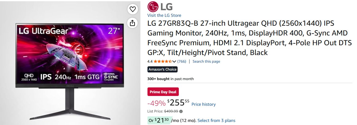 DudeManBroke's tweet photo. @merruru If you're not planning on calibrating I'd go with an LG. Around this price point you're trading something typically brightness for picture quality. But it's good value 1440 240 and they come calibrated out of the box much better then most. https://t.co/l4oRAnljN4