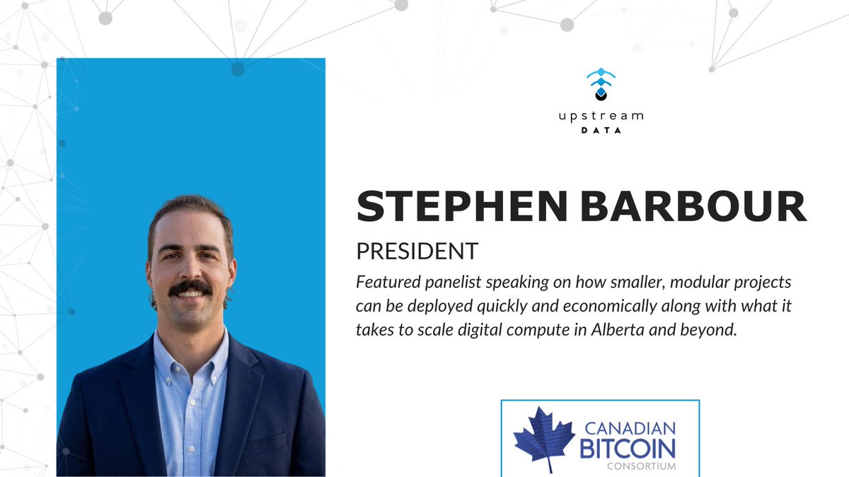 upstreamdatainc's tweet photo. Next month our founder @SGBarbour will be participating in the 5th annual Alberta Trade Mission, hosted by the @Bitcoin_CBC. 

On Infrastructure Day, he'll be speaking on a panel regarding Alberta's data centre opportunity and the real build factors that determine if a project can succeed at any scale.

A topic we at @upstreamdatainc have been building solutions around since day one.