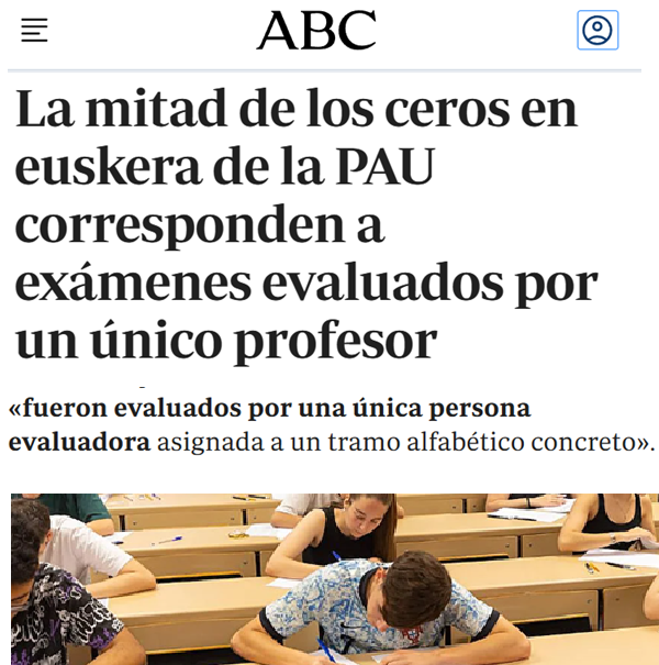 CCivicaCatalana's tweet photo. En el País Vasco, la educación en general y la universidad en particular está colonizada por radicales batasunos.

Y desgraciadamente algunos alumnos castellanohablantes con apellidos entre la letra I y la letra S, sufrieron al más euskotalibán. https://t.co/aE9ENFLw5q
