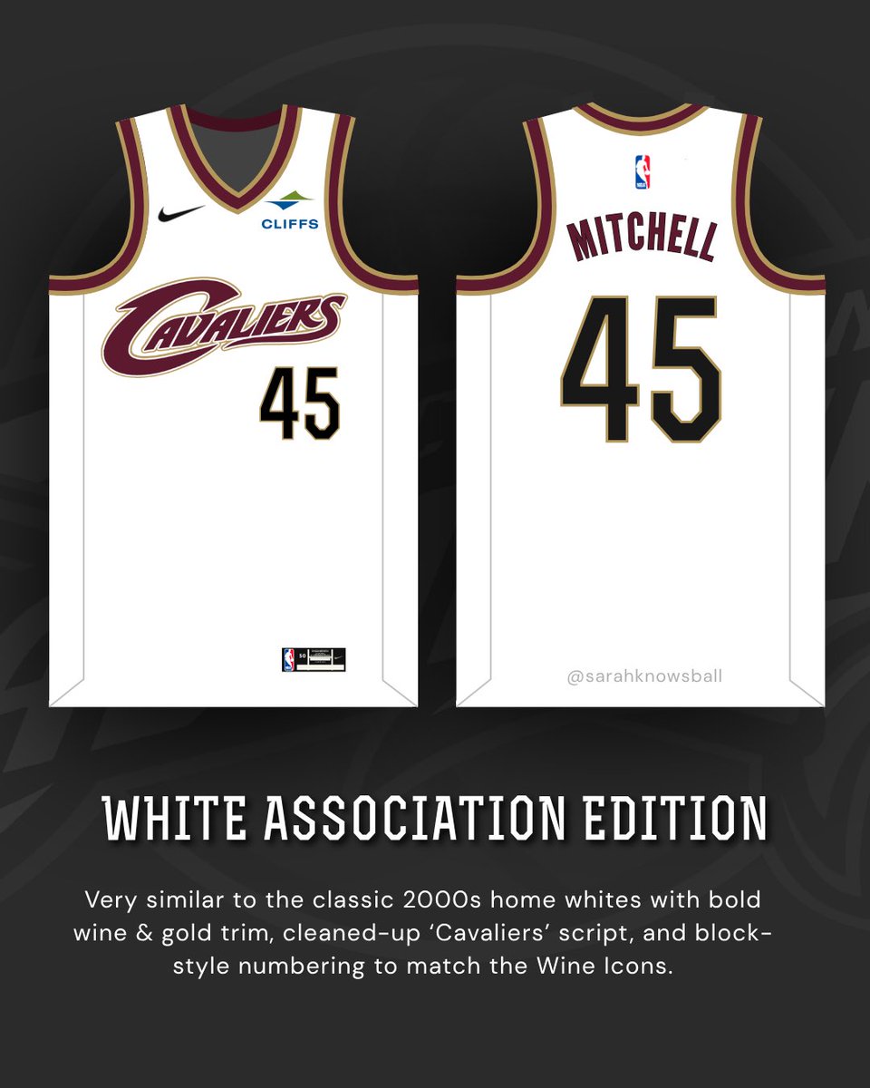 sarahknowsball's tweet photo. Here’s my version of what a modern classic rebrand could look like for the Cavs, featuring the early 2000s branding blended with current design elements 🏀

I’m loving this trend and would love to see something like this after the popularity of their navy jerseys.

#LetEmKnow https://t.co/1jW40muSk0