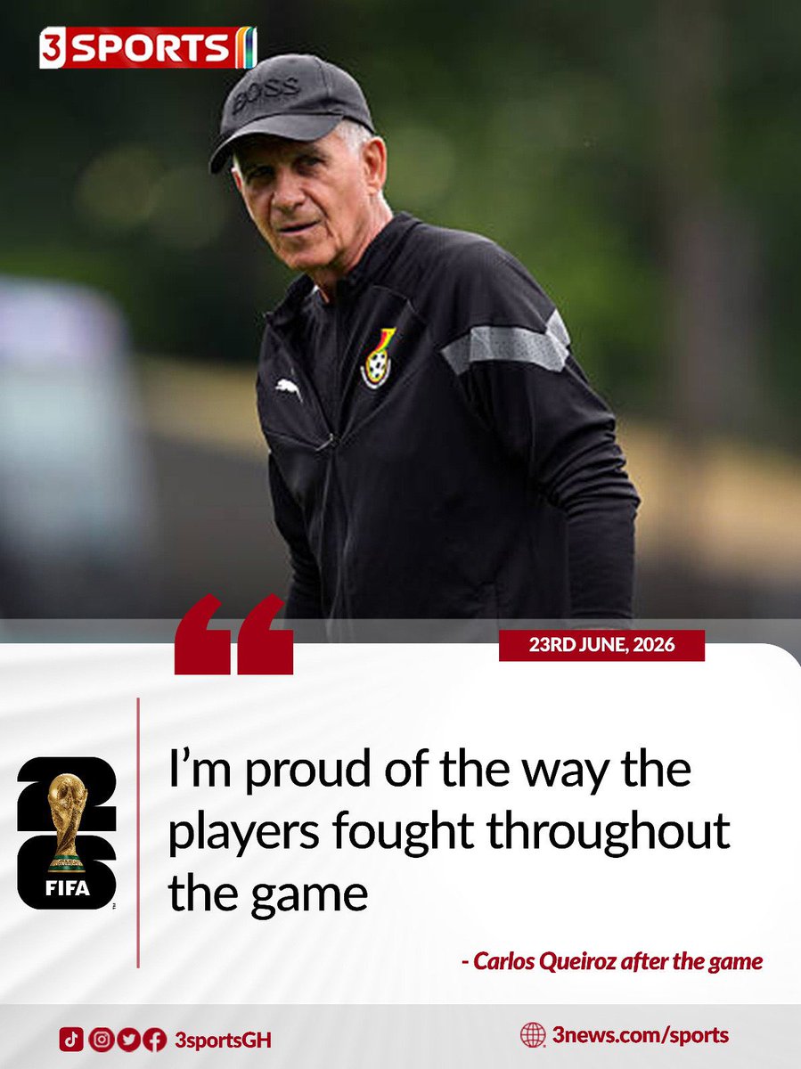 tv3_ghana's tweet photo. Osabarima Queiroz was impressed with the performance of the Black Stars 🇬🇭

#3Sports #Mundial26OnMG #TV3GH https://t.co/dnTYrsbT60