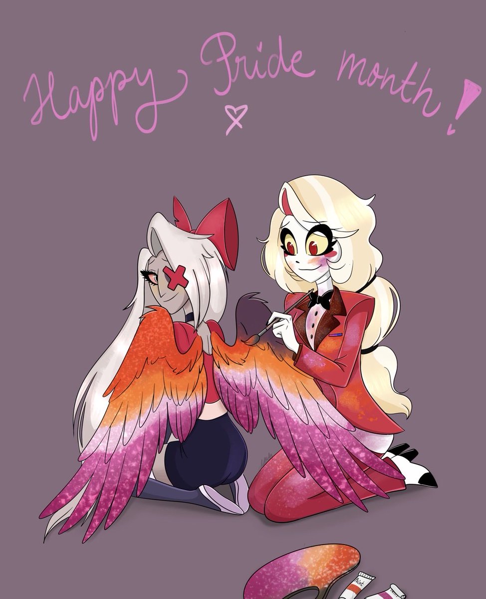 misuseofair's tweet photo. happy pride month! wow 3 posts in like a month, don’t get used to it🥀 #chaggie #pride #hazbin #hazbinhotel #hazbinhotelfanart #HazbinArt #hazbinhotelart #fanart #charliexvaggie #charliemorningstar #vaggi #hazbincharlie #otp https://t.co/CoVFNSJVVp