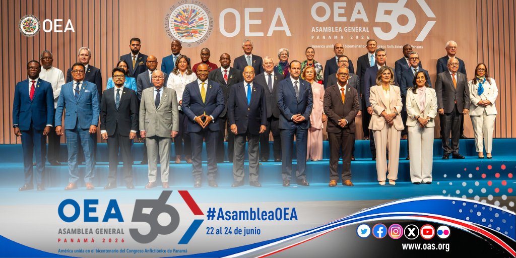 OEA_oficial's tweet photo. 📸 𝗙𝗢𝗧𝗢 𝗢𝗙𝗜𝗖𝗜𝗔𝗟 | 56ª #AsambleaOEA
Jefas y Jefes de Delegación de los Estados Miembros reunidos en 🇵🇦 Panamá.

🤳🏽 FOTOS 
Encuentra todas las imágenes de la Asamblea en Panamá aquí ⬇️

📷 https://t.co/lboPHbIBZU https://t.co/Oo097bG2AO
