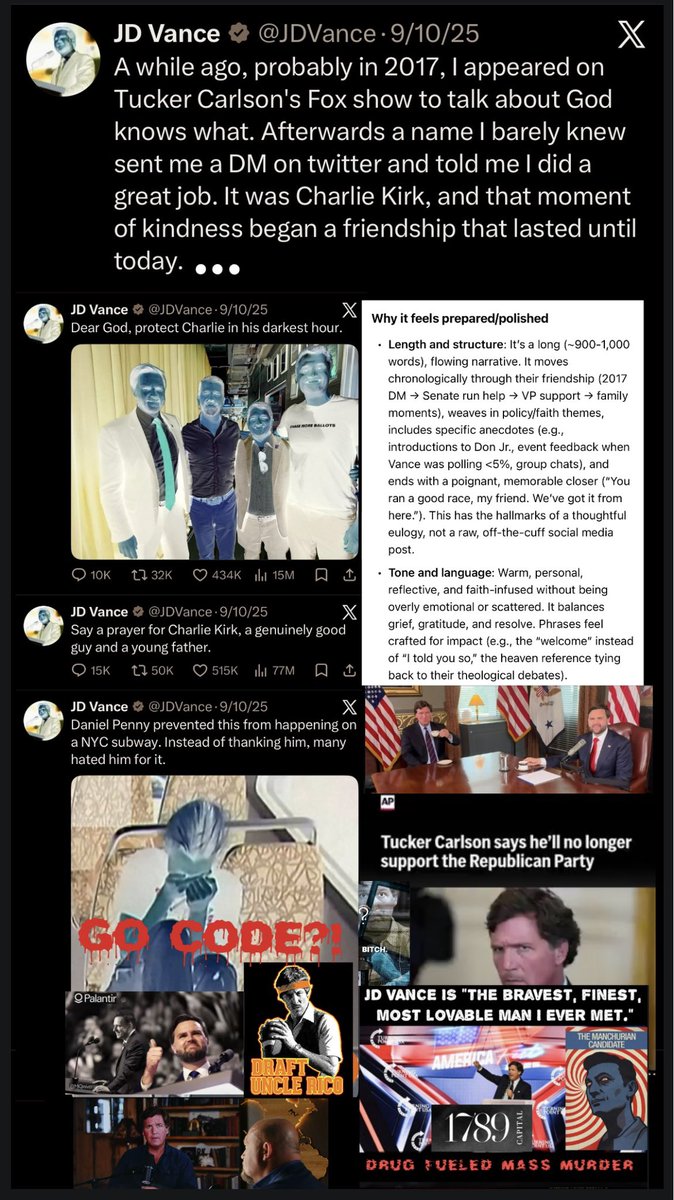 ZifChristo's tweet photo. @Sept11PMFund SAW TUCKER CARLSON ON
@RealAlexJones circling back
To watch the articulate
@realvictorbout played by
Nicolas Cage of Snake Eyes
Fame in The Lord of War🕊️
THE KH-55 CHRONICLES
PEACE MAKES MANY A
HOLLOW aspiring
rook, bishop,
&amp; knight..
Into a quick
PAWNS ♟️
JD VANCE :
CHARLIE KIRK https://t.co/OLNyT4ezsF