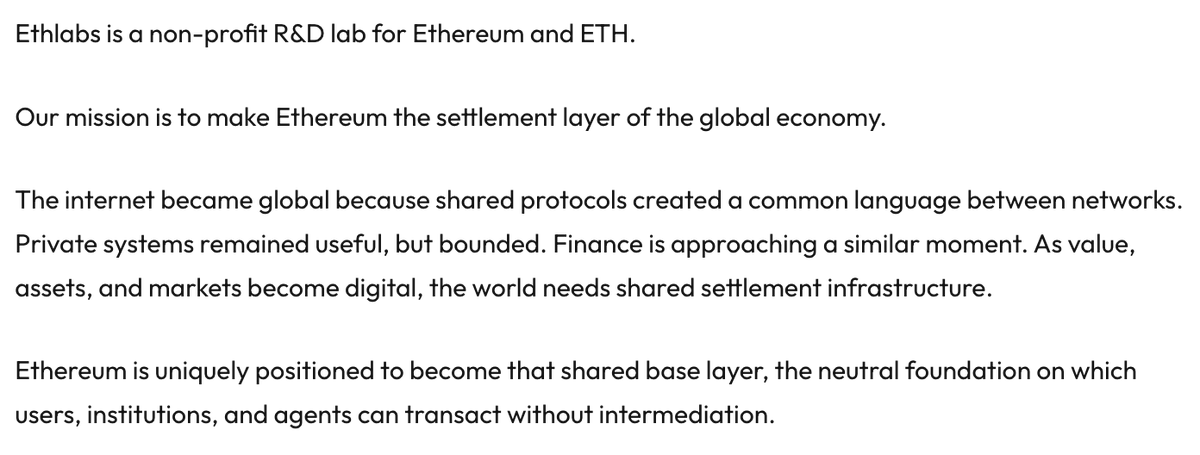 LeChiffre's tweet photo. Read this passage carefully

i have been talking about this for months: Ethereum is becoming the universal settlement layer. it is also a neutral foundation meaning an open environment where anyone can build their own financial infrastructure. 

today, most of the institution's infrastructure are built on @Besu_eth which as been created by @Consensys. 
and yes, Besu is also a neutral foundation under the Linux Foundation, as @LineaBuild 

this follows Ethereum’s vision: offering institutions a trusted environment where the goal is not to build something for one year with vendor lock-in, but for the next 30 years with a neutral governance.

the next step is how Besu (or other L1 client) will be connected to each others. I have some hints which I cannot share right now, but it is very exciting! cc @florian_huc @goinfrexeth 

I am also excited to see how AI will develop on Ethereum, with millions of onchain AI agents trading and interacting with each other without human intervention.

Ethereum is far from being dead