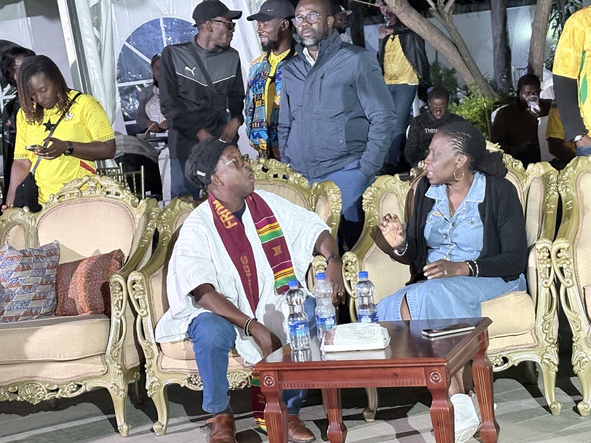 AU_HHS's tweet photo. A wonderful evening with the Ghanaian community as H.E @amma_twumamoah joined H.E McArios A. Akanbong, @GhanainEthiopia Ambassador, for a watch party of the 🇬🇭 vs.🏴󠁧󠁢󠁥󠁮󠁧󠁿World Cup match, following the Ambassador’s successful presentation of credentials to the President of Ethiopia🇪🇹. https://t.co/d2nvJYbYN1