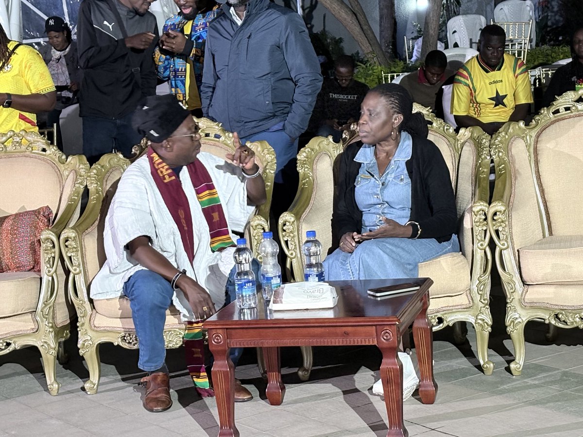 AU_HHS's tweet photo. A wonderful evening with the Ghanaian community as H.E @amma_twumamoah joined H.E McArios A. Akanbong, @GhanainEthiopia Ambassador, for a watch party of the 🇬🇭 vs.🏴󠁧󠁢󠁥󠁮󠁧󠁿World Cup match, following the Ambassador’s successful presentation of credentials to the President of Ethiopia🇪🇹. https://t.co/d2nvJYbYN1