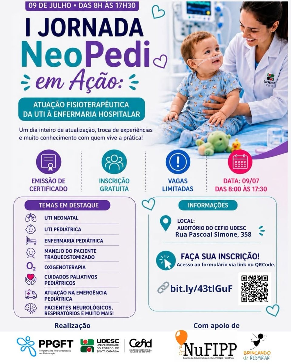 udesc_cefid's tweet photo. Udesc Cefid promove jornada sobre fisioterapia neonatal e pediátrica em julho

https://t.co/UIpt5IU5wm https://t.co/ymUm1I01Rn