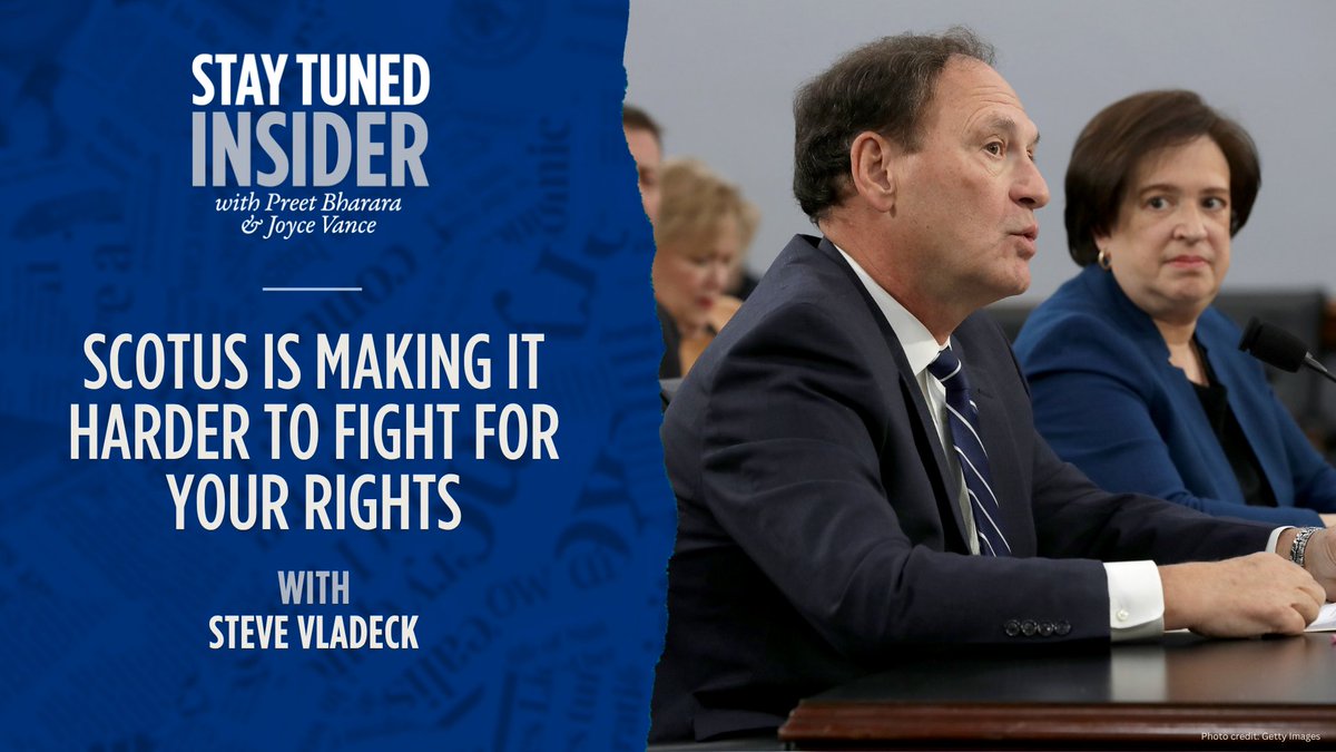 cafedotcom's tweet photo. "[One of the] themes that I see as most dominant across all of these cases is making it harder for the average person on the street to vindicate their rights." SCOTUS expert @steve_vladeck joins @PreetBharara &amp; @JoyceWhiteVance on a new episode of the pod: https://t.co/ggVHXvKzh0 https://t.co/7NRNztFPCq