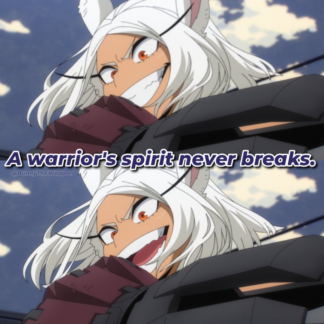 BunnyTheWeapon's tweet photo. A warrior's spirit never breaks.
★>>>★<<<★
#rumiusagiyama #mirko #prohero #waifu #myheroacademia #mha #anime https://t.co/wDqw0MwPm4
