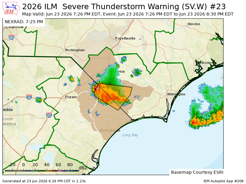 NCWXNOW's tweet photo. ILM issues Severe Thunderstorm Warning [wind: 60 MPH (RADAR INDICATED), hail: 0.75 IN (RADAR INDICATED)] for Columbus, Robeson [NC] and Dillon, Horry, Marion [SC] till Jun 23, 8:30 PM EDT https://t.co/WEyseNbuYA https://t.co/LlUCROkZ6T