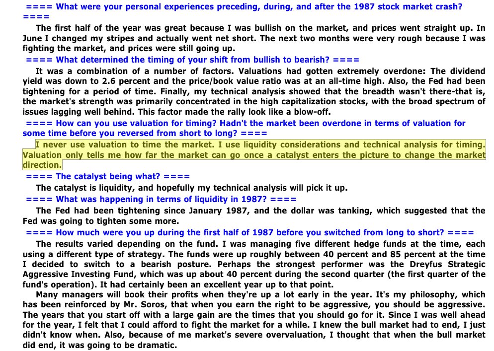 gregoryblotnick's tweet photo. Druck on Valuation (Schwager) - imo THE #1 framework

"I never use valuation to time the market. I use liquidity considerations and technical analysis for timing. Valuation only tells me how far the market can go once a catalyst enters the picture to change the market direction."