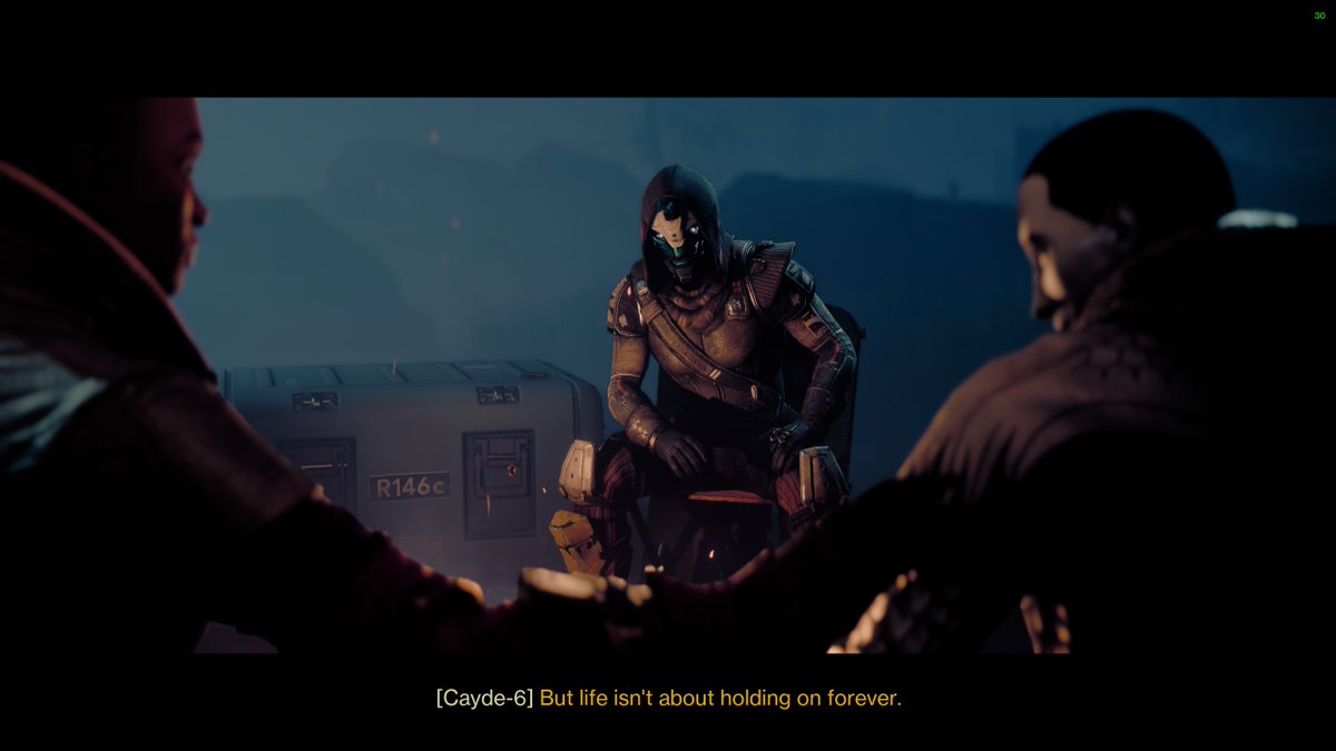Cliff_Cali's tweet photo. @Bungie Crow has some trouble keeping his hair piece in tact throughout many of the cut-scenes. In some cases, it appears and disappears, others its just not rendering at all. :D https://t.co/3T99s425RR