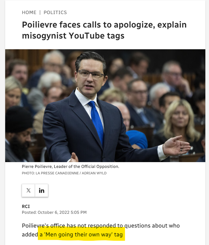 TheJasonPugh's tweet photo. How many of those men were inspired by your misogynistic #MGTOW hashtags, @PierrePoilievre?

How many women suffered from your posting of such things?

https://t.co/zyNDPQacPd https://t.co/h3dvuDCKwl