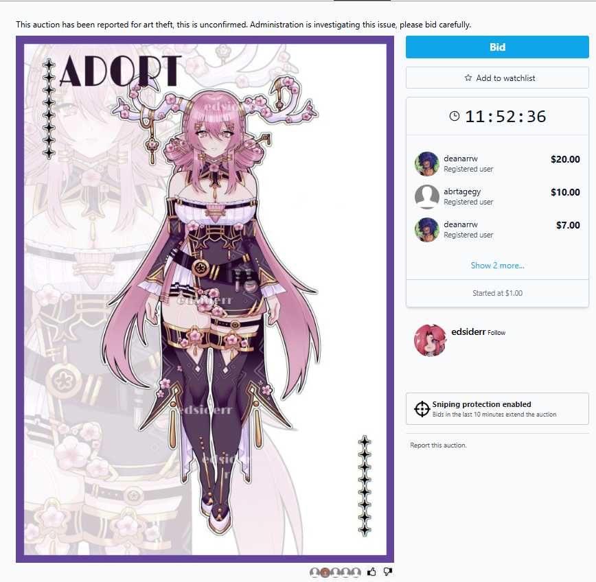 handa_art's tweet photo. 🚨MY ARTWORK WAS STOLEN! 🚨

Please report this account! 

This was NOT an adoptable and they had NO permission to use or post it. This was a custom outfit commission that I created for a client. The design has been stolen and reposted without my consent. (1/2) https://t.co/xYO3FnU8qv
